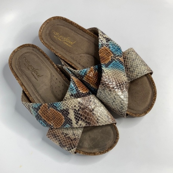 Natural Soul all thru comfort snake print sandals size 8 - Picture 1 of 7